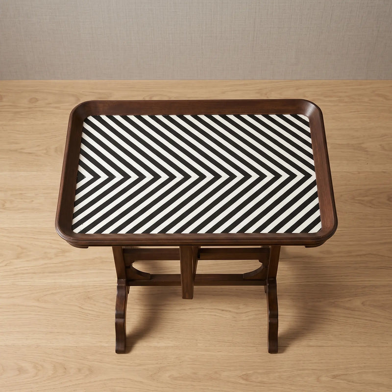Walnut Tray Table – Chevron Stripe Design
