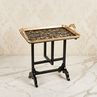 Black & Gold Tray Table – Floral Vine Design
