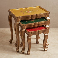 Vibrant Tri-Color Nesting Tables – Floral Design Set