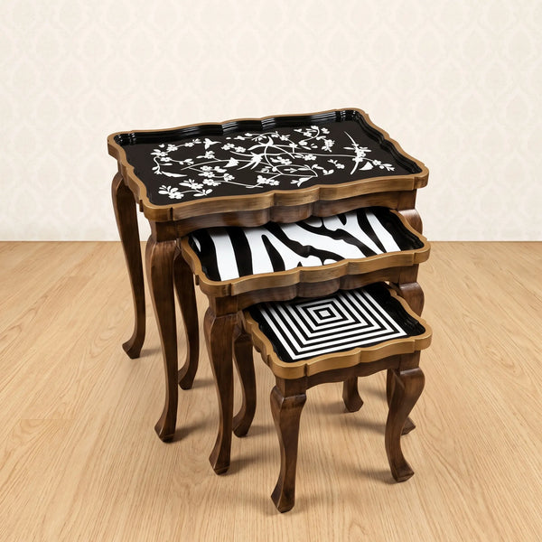 Bold Geometric Nesting Tables – Zebra & Pattern Design