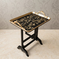 Black & Gold Tray Table – Floral Vine Design