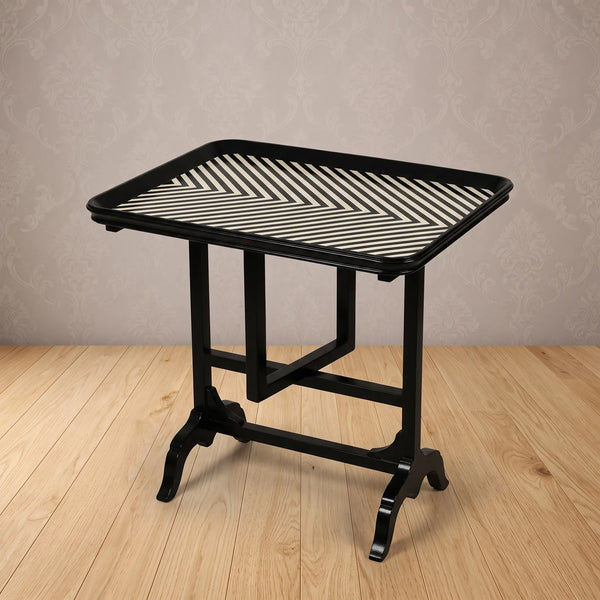 Walnut Tray Table – Chevron Stripe Design