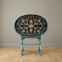 Weathered Blue Oval Tray Table – Damask Floral Design