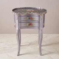 Silver Kidney Table – Floral Medallion Design