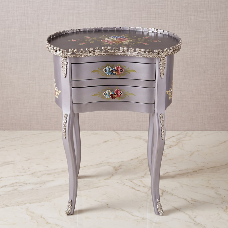 Silver Kidney Table – Floral Medallion Design