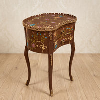 Terracotta Kidney Table – Multicolor Floral Vine Design