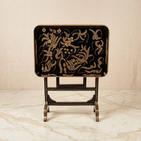 Black & Gold Tray Table – Bird & Floral Design