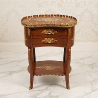 Mahogany Kidney-Shaped Side Table – Gold Floral Marquetry Design