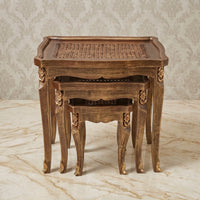 Golden Carved Nesting Tables – Cane Rattan Design