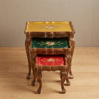 Vibrant Tri-Color Nesting Tables – Floral Design Set