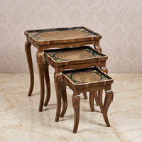 Black & Floral Nesting Tables – Cane Rattan Design