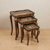 Black & Floral Nesting Tables – Cane Rattan Design