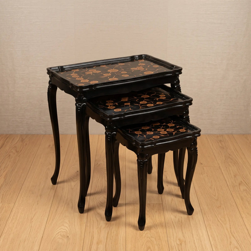 Classic Black Nesting Tables – Rose & Cane Rattan Design