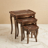 Golden Carved Nesting Tables – Cane Rattan Design