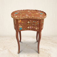 Terracotta Kidney Table – Multicolor Floral Vine Design