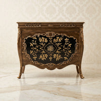Antique Bronze Bombé Chest – Gold Floral Design