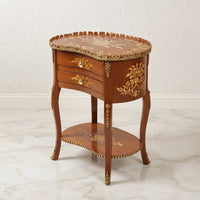 Mahogany Kidney-Shaped Side Table – Gold Floral Marquetry Design