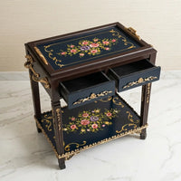 Rectangular Serving Trolley with Floral Design