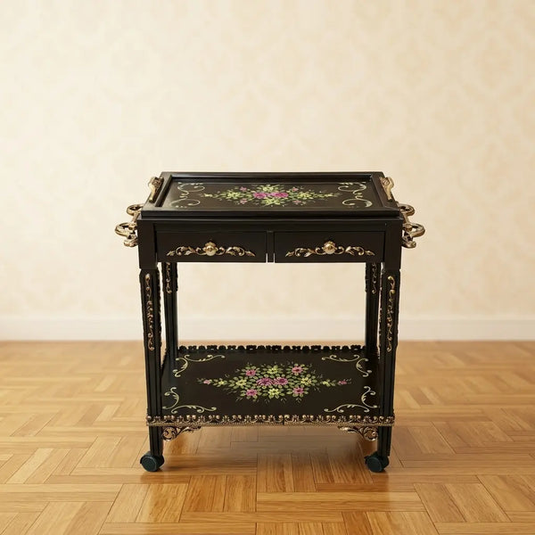Black & Gold Serving Trolley – Floral Design