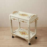 Antique White Serving Trolley – Floral Design