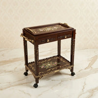 Mahogany Serving Trolley – Floral Scroll Design