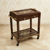 Mahogany Serving Trolley – Floral Scroll Design
