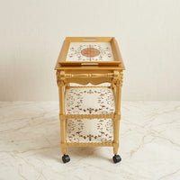 Gold Carved Serving Trolley – Ornate Floral Design