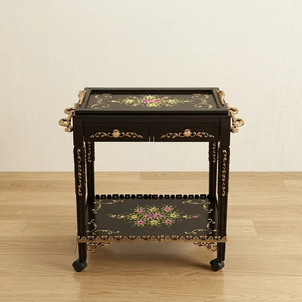 Black & Gold Serving Trolley – Floral Design