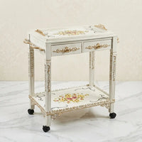 Antique White Serving Trolley – Floral Design