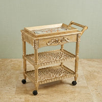Antique Gold Serving Trolley – Carved Scroll Design