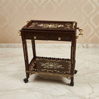 Mahogany Serving Trolley – Floral Scroll Design