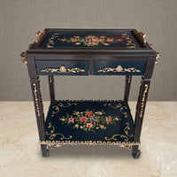 Rectangular Serving Trolley with Floral Design