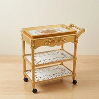 Gold Carved Serving Trolley – Ornate Floral Design