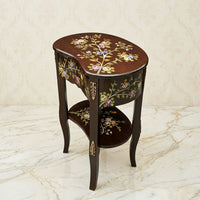 Dark Espresso Kidney Table – Floral Branch Design