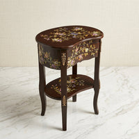 Dark Espresso Kidney Table – Floral Branch Design