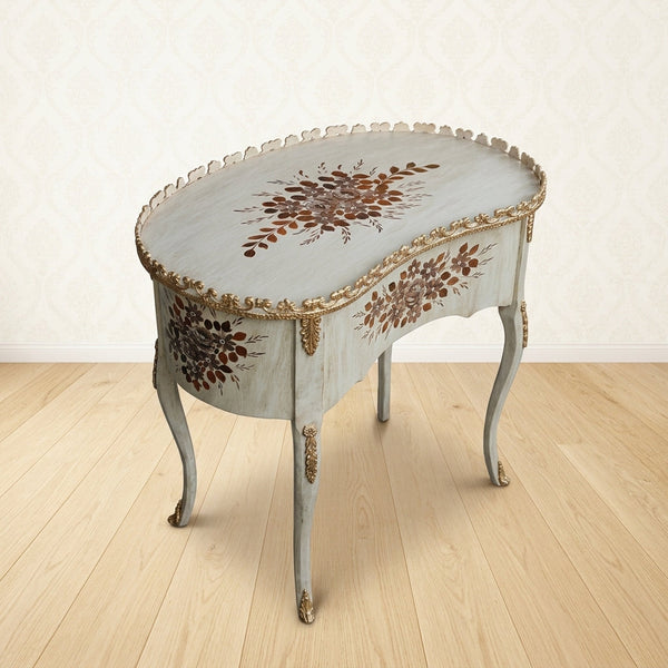 Ivory Kidney Table – Mother-of-Pearl Floral Design