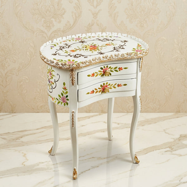 Cream Kidney Table – Pink & Orange Floral Design