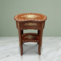 Mahogany Kidney Table – Gold Floral Medallion Design