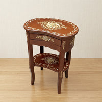 Mahogany Kidney Table – Gold Floral Medallion Design