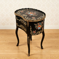 Black Kidney Table – Butterfly & Floral Design