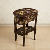 Dark Espresso Kidney Table – Floral Branch Design