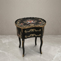 Black Kidney Table – Butterfly & Floral Design