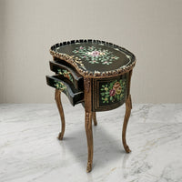 Antique Black & Gold Kidney Table – Floral Design