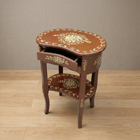 Mahogany Kidney Table – Gold Floral Medallion Design