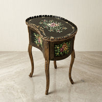 Antique Black & Gold Kidney Table – Floral Design