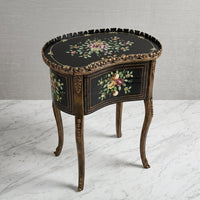 Antique Black & Gold Kidney Table – Floral Design