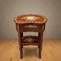 Mahogany Kidney Table – Gold Floral Medallion Design