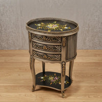 Champagne & Black Oval Table – Floral Bouquet Design