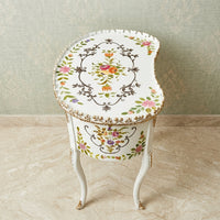 Cream Kidney Table – Pink & Orange Floral Design