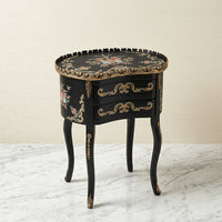Black Kidney Table – Butterfly & Floral Design